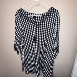 Talbots Black and White Gingham Blouse